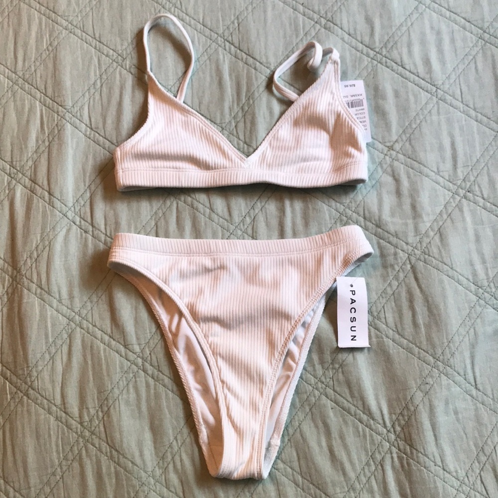 PacSun LA Hearts White High Waisted Bikini